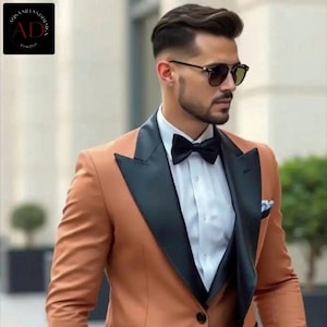 Ten Brown Tuxedo Suits - Men Suit 3 Piece  - Stylish Men&#39;s Suit - Wedding Suit - Wedding Wear - Suit For Groom - Slim Fit Bespoke Suits