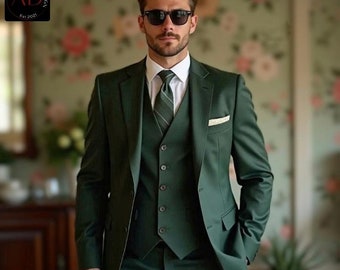 ダークグリーンスリーピーススーツ メンズスーツ　カジュアルスーツ スーツ｜グリーンスーツ(緑)｜SUIT SELECT | スーツセレクト公式通販