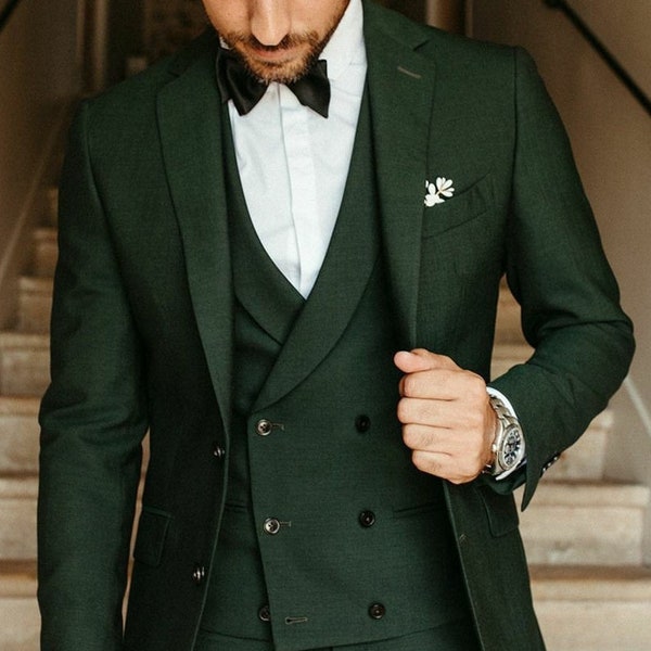 Men Suit Dark Green Wedding Suit Groom Wear Suit 3 Piece Suit Two Button Suit Party Wear Suit For Men Dinner Suit Silm Fit