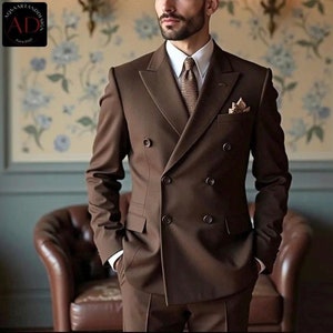 Herenkostuum bruin - herenkostuum bruin 2-delig - pak voor mannen Zakelijke formele kleding bruiloft bruidegom herenkostuum elegant