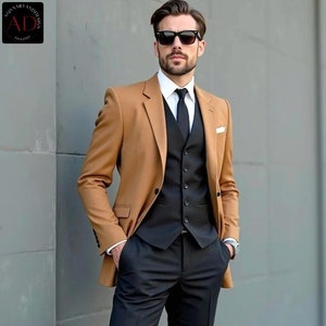 Men Suit Formal - Black And Brown Suit - Men Suit Wedding - Formal Fashion Suits - Men&#39;s Clothing - Three Piece Suits