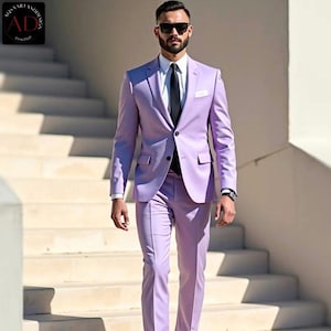 2 Piece Purple Suit - Men Suit Formal Wear - Wedding Groom Suit Men&#39;s Suit Purple Gift For Him Elegant Suit