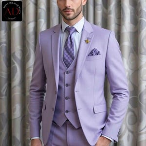 Men Suit Purple - Three Piece Wedding Suit -Suit For Groom - Formal And Groom Wear Suit - Elegant Slim Fit Purple Suit