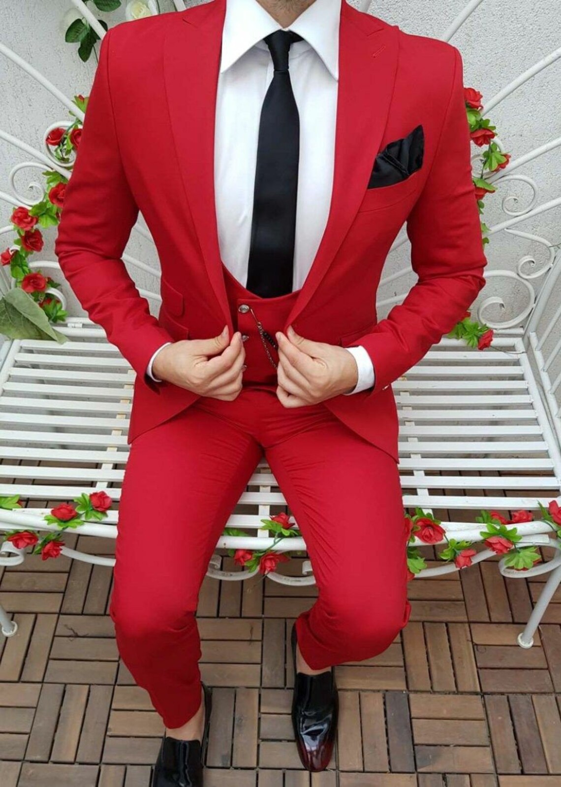 Men Suit Designer Suit Luxury Red Suit Wedding Wear Suit Gift Etsy