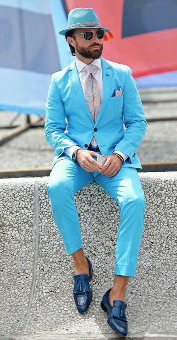 Sky blue two-piece suit