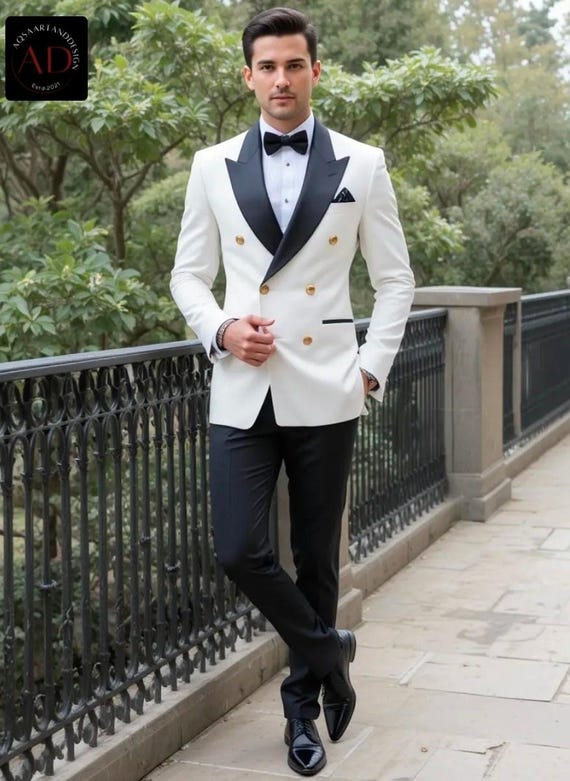 black and white dress suit Tuxedo Suit: Double Breasted & White Formal Wear THE date night dress