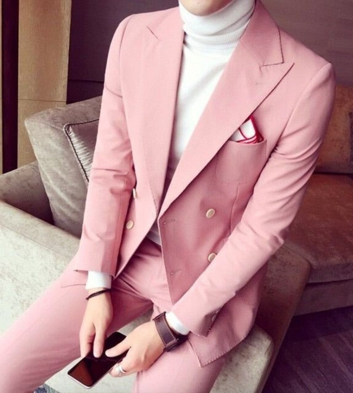 Men Blush Pink Suit Men Stylish Suit Double Breasted Suit Etsy