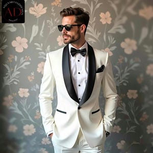 White Suit Wedding - Tuxedo Suit - 2 Piece Groom Suit - Gift For Men Wedding Party Wear - Bespoke For  Men - Slim Fit Stylish Suits