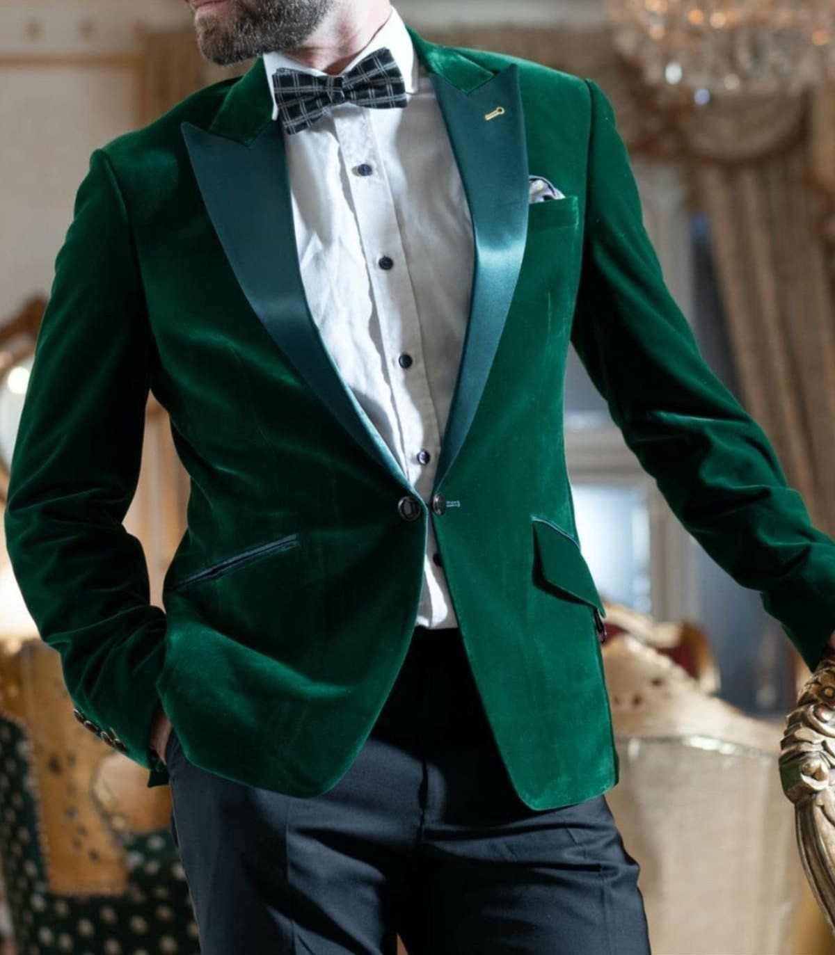 Blazer Blazer hombres Blazer de terciopelo verde -