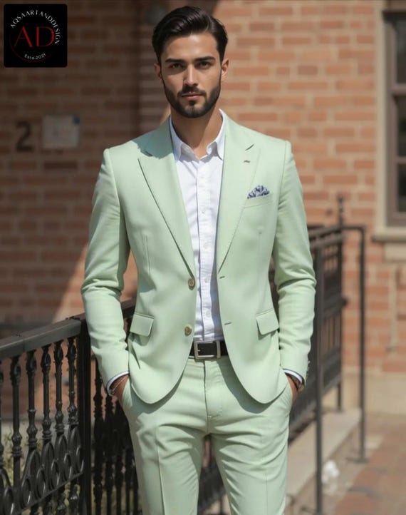 slim fit dress slacks Mint Green main image 1