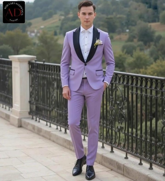 prom couples light purple prom suits
