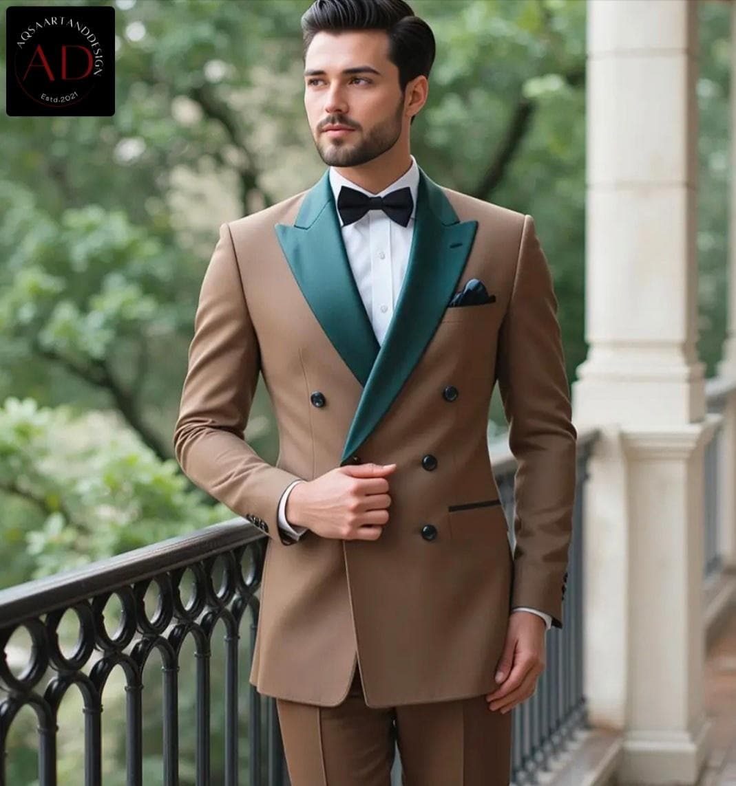 ブラウン ダブルブレストスーツ KASHIYAMA カシヤマ フォーマルツイルダブルブレスト2ピース