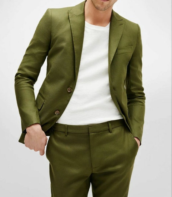 Men Formal Suits 2 Piece Olive Green Suit Men Wedding Suit Two Etsy
