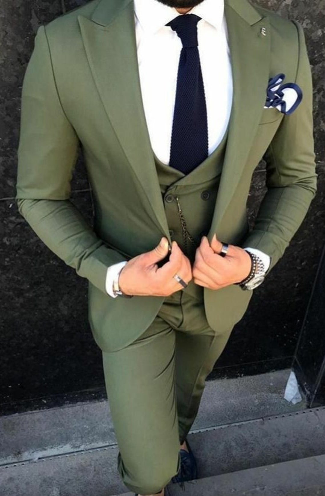 Traje hombre Verde 3 piezas Traje de novio Usar España