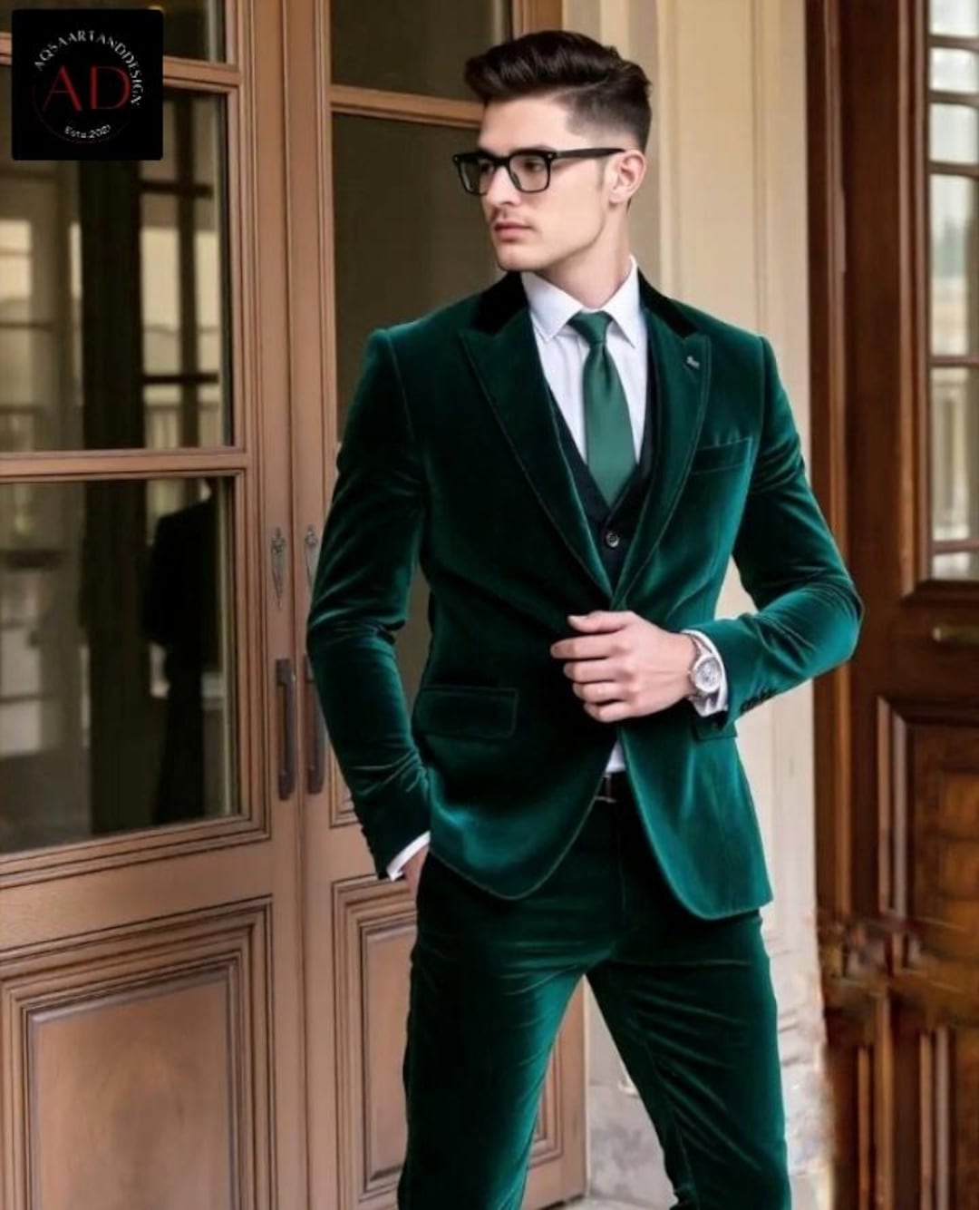 【特大４L 希少カラー 3ピース】MANSBAND スーツ　緑　ウール混　近年 特大4L 希少カラー 3ピース】MANSBAND スーツ 緑 ウール混 近年 特大