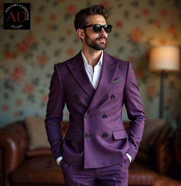 【VINTAGE】 double breasted setup purple Purple Double Breasted Blazer by Freemans | Look Again