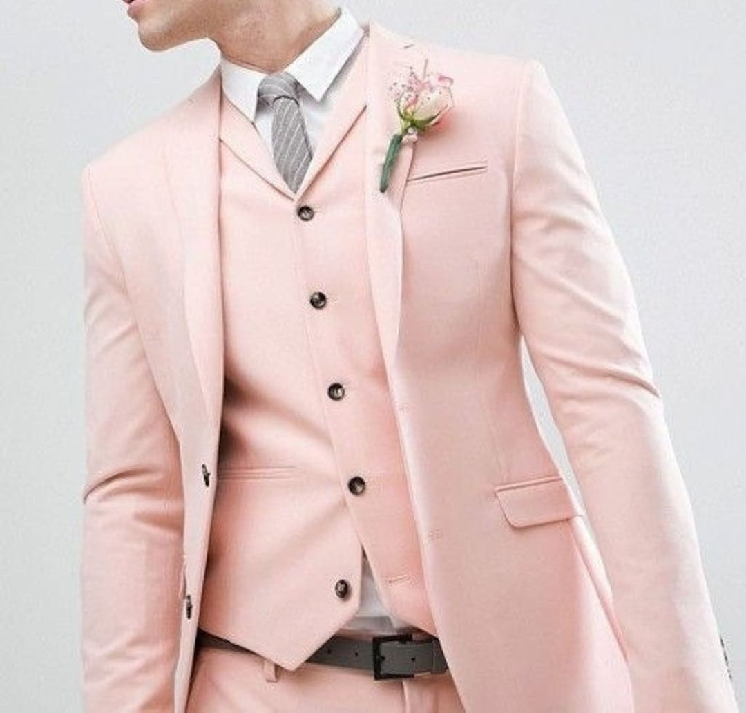 Men Pink Suit 3piece Wedding Suit Suit for Groom Wear Prom - Etsy