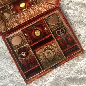 Extraordinary 19th century Victorian orange velvet jewelry box Napoleon III French antique jewellery box