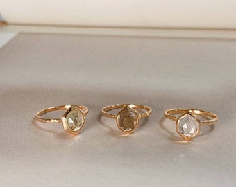 Lemon Quartz, Smoky Quartz, Rock Crystal Ring, Natural Gemstone Ring, Engagement Ring, Promise Ring, Personalized Ring, Anniversary Gift.