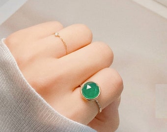 Onyx Green Gemstone Ring, Sterling Silver Ring, Birthstone Ring, Engagement ring, Promise Ring, Bridesmaid Gifts, Wedding Ring, Anniversary.