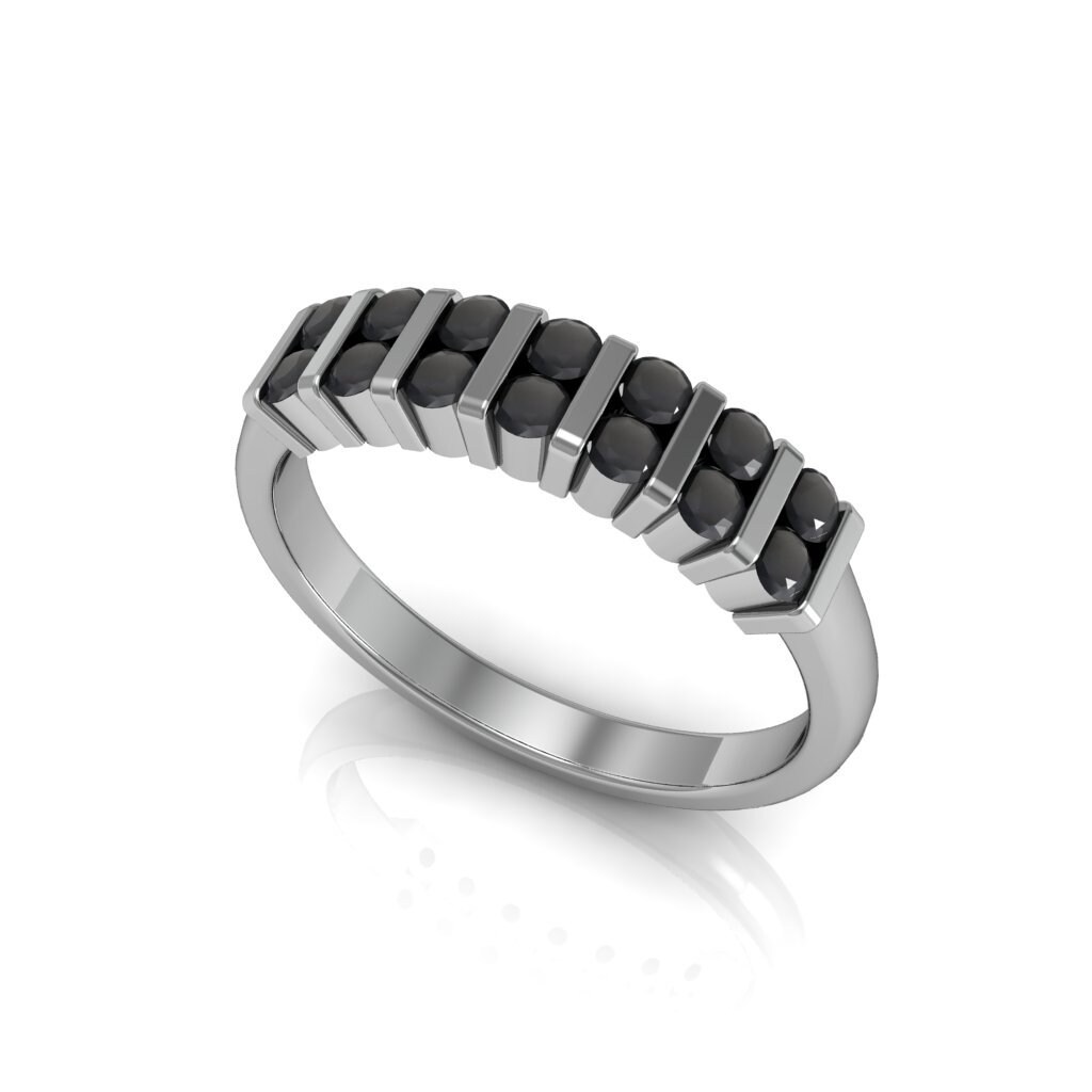 Natural Black Onyx Ring Unique Eternity Wedding Band Etsy UK