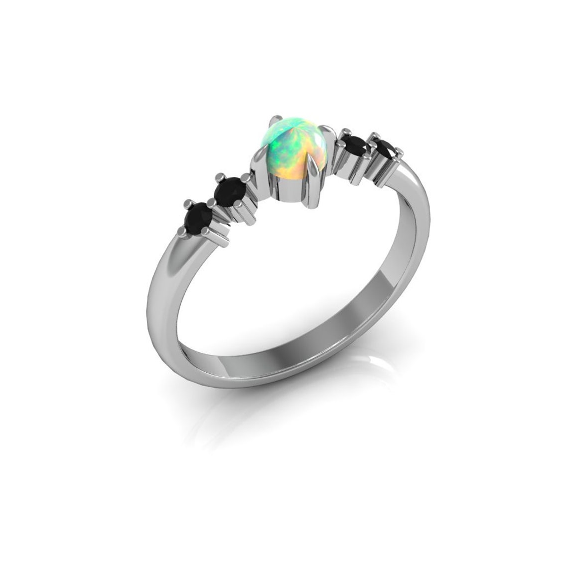 Natural Ethiopian Opal Ring Unique Opal & Onyx Ring | Etsy