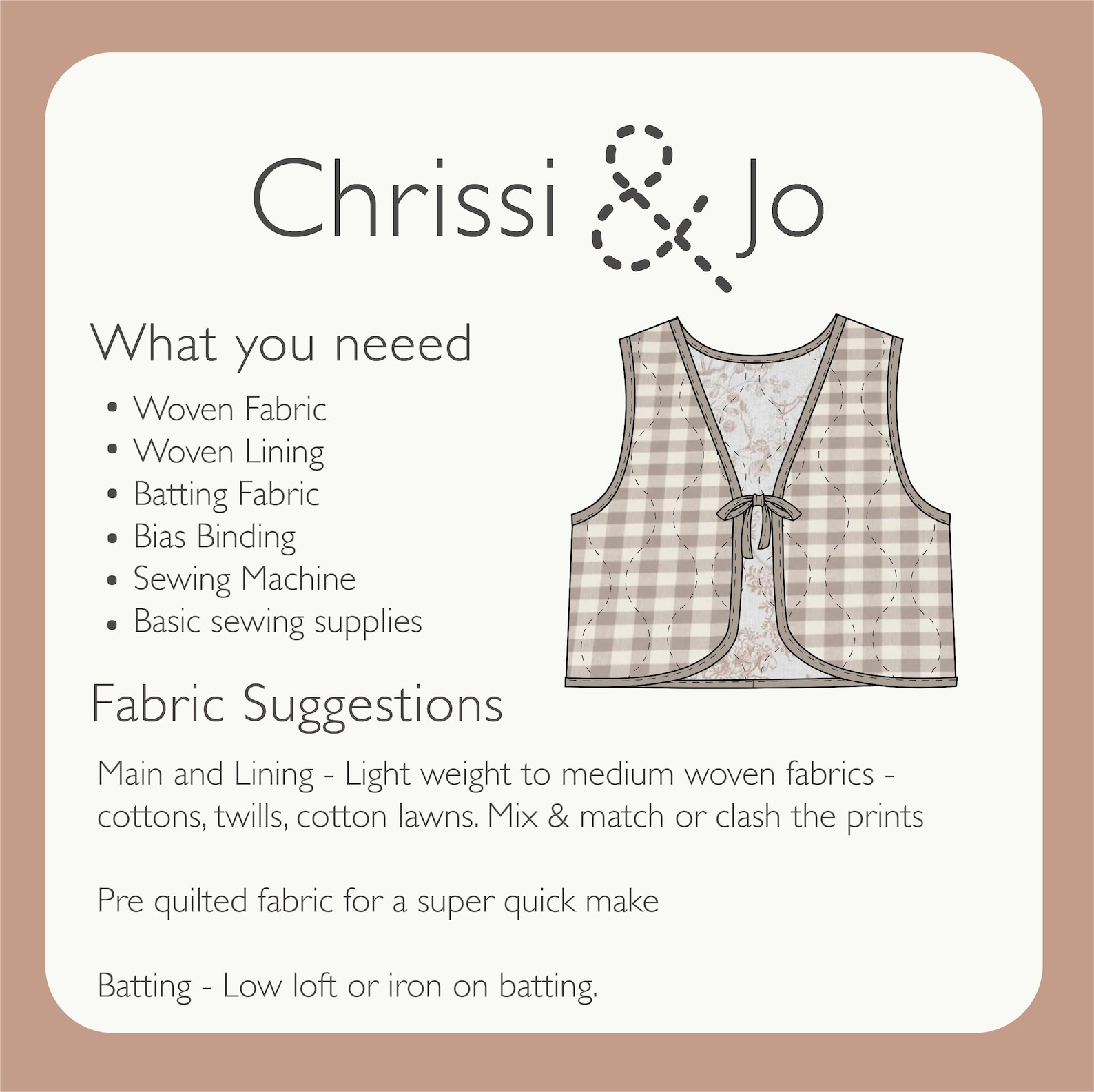 Quilted Crop Gilet Sewing Pattern: Reversible Vest (PDF Pattern) - Etsy