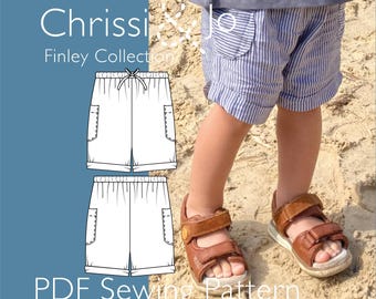 Patrón de costura para pantalones cortos Finley Turn Up: PDF fácil para principiantes (de 3 meses a 9 años)