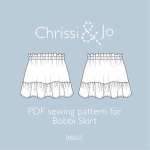 Falda con volantes de Bobbi: patrón de costura fácil en PDF de 3 meses a 9 años