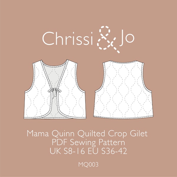 Bijpassende Mama Quinn Crop gewatteerde gilet - PDF naaipatroon - UK S 8-16 en EU 36-42