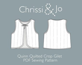 Gilet trapuntato Quinn Tie - Modello di cucito PDF per neonati, bambini piccoli e bambini