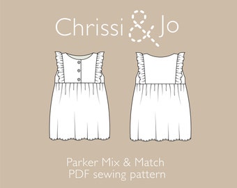 Parker Dress with frill buttoned top - Easy PDF Sewing Pattern for Baby & Toddler