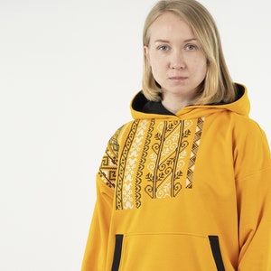 Hoodie Vyshyvanka, Traditional Ukraine Embroidered Hoodie In Yellow Color, Women's Hoodies, Streetwear For Women, Unique Unisex Hoodies Yellow