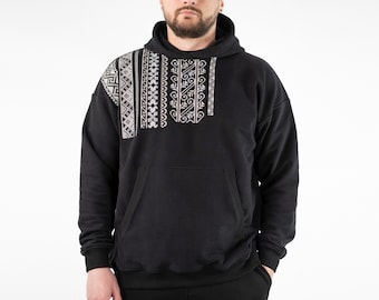 Hoodie "Vyshyvanka", Traditional Ukraine Embroidered Hoodie, Men's Hoodies, Streetwear For Men, Unique Unisex Designer Hoodies