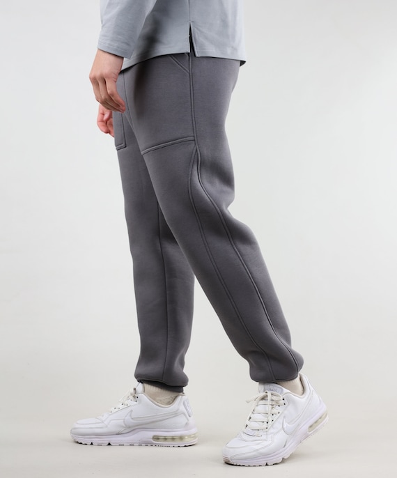Gray Warm Sweatpants With Side Pockets and Elastic Waist Sportswear Men Unisex Insulated Streetwear Pants Streetwear Men s Pants Etsy