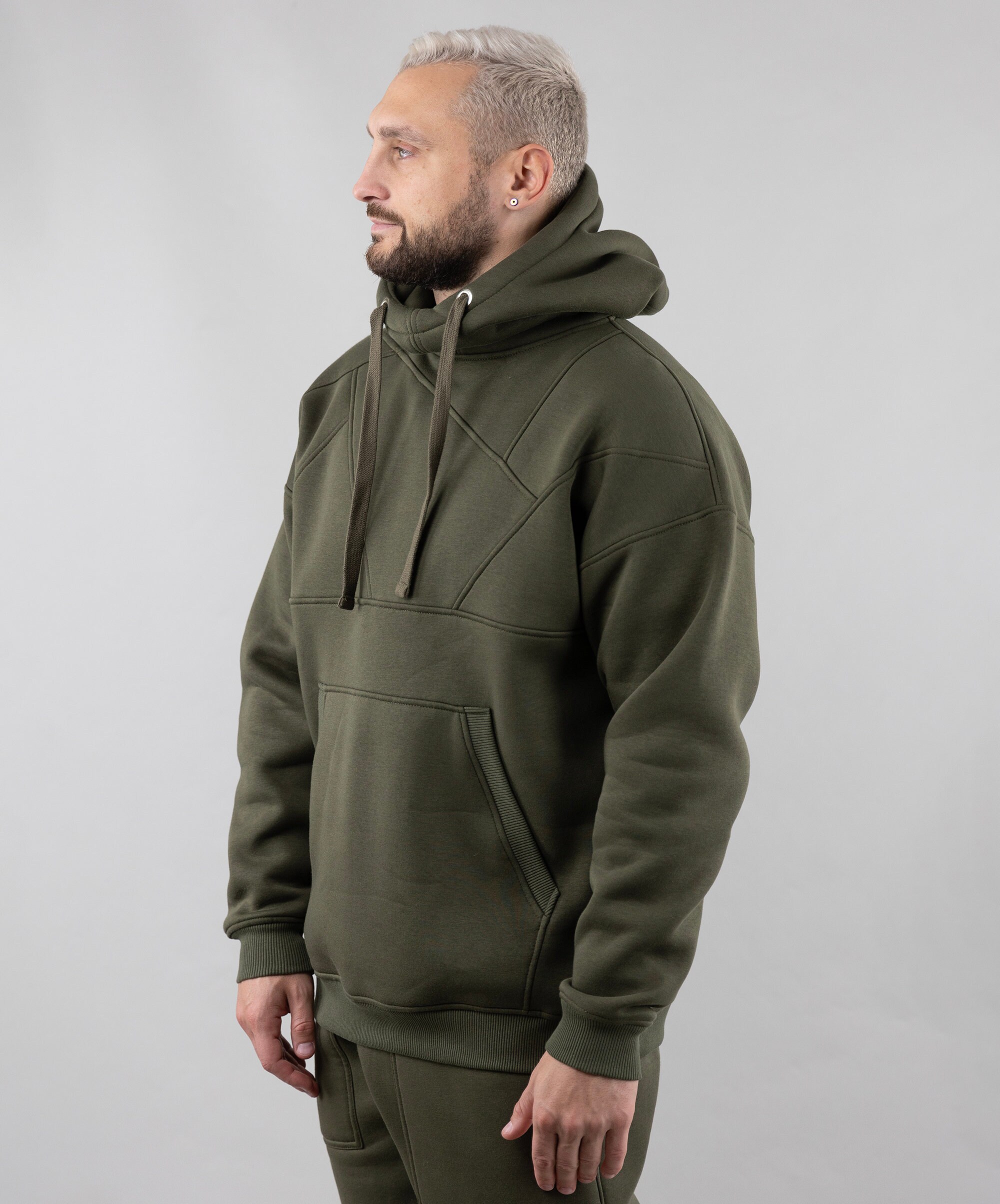 Khaki Hoodie for Men, Oversize Sweatshirt With Unique Design