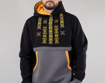 Ukraine Traditional Unisex Hoodie With Embroidery, Men's Hoodies, Hooded Sweater, Trendy Aesthetic Hoodie Vyshyvanka, Hoodies For Men