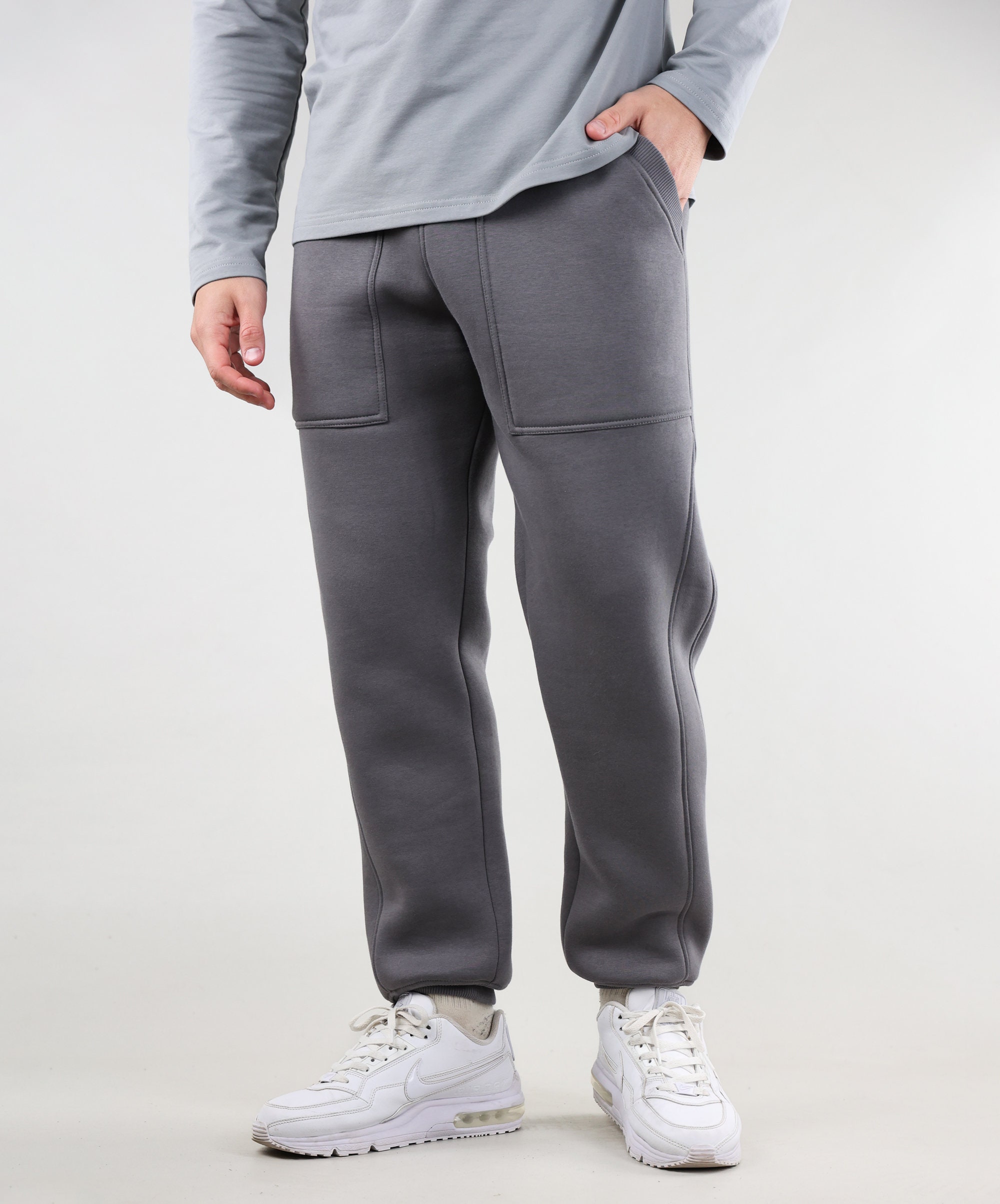 Gray Warm Sweatpants With Side Pockets and Elastic Waist Sportswear Men Unisex Insulated Streetwear Pants Streetwear Men s Pants Etsy