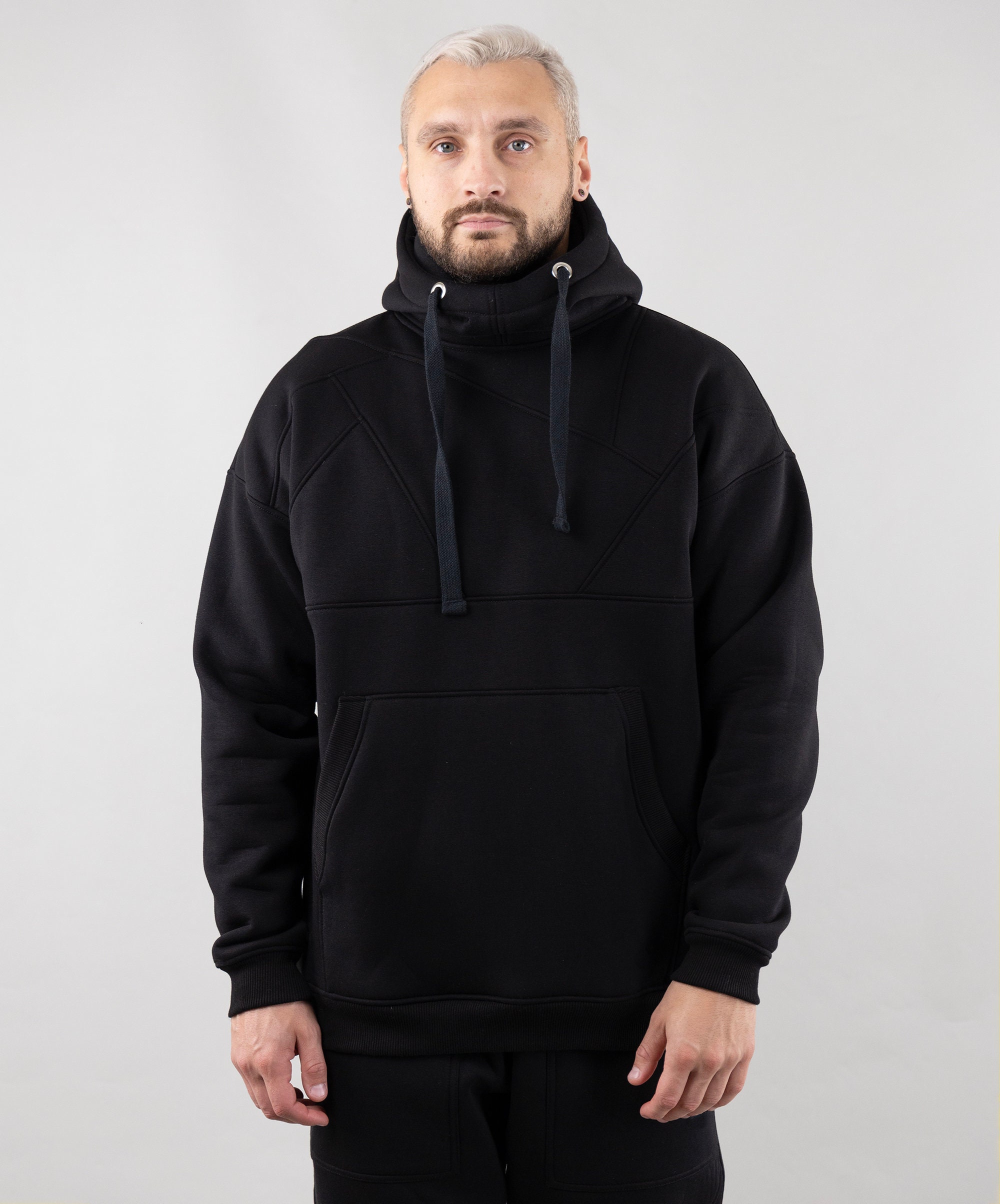 Black Hoodie for Men, Oversize Sweatshirt With Unique Design
