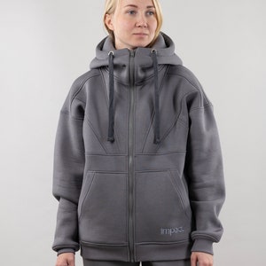Women&#39;s Zip Hoodie, Oversize Sweatshirt With Unique Design, Zippered Hoodie, Monochrome Sweatshirt, Unisex Hoodie, Style Hoody For Women