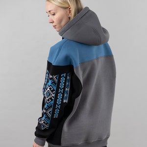 Ukrainian Hoodie With Embroidery In Blue Color, Women Hoodies, Ukraine Hoodie Vyshyvanka, Unisex Hoodies, Hooded Sweater For Women image 3