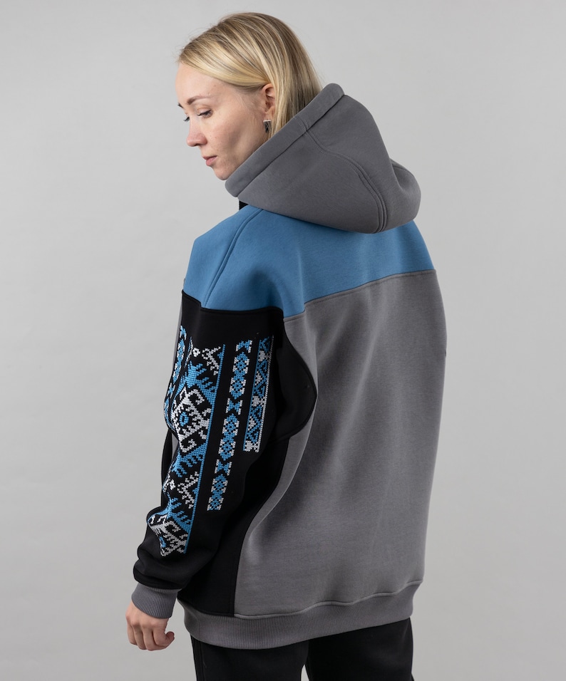 Ukrainian Hoodie With Embroidery In Blue Color, Women Hoodies, Ukraine Hoodie Vyshyvanka, Unisex Hoodies, Hooded Sweater For Women image 3