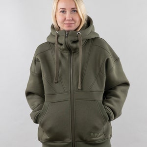 Women&#39;s Zip Hoodie, Oversize Sweatshirt With Unique Design, Zippered Hoodie, Monochrome Sweatshirt, Unisex Hoodie, Style Hoody For Women