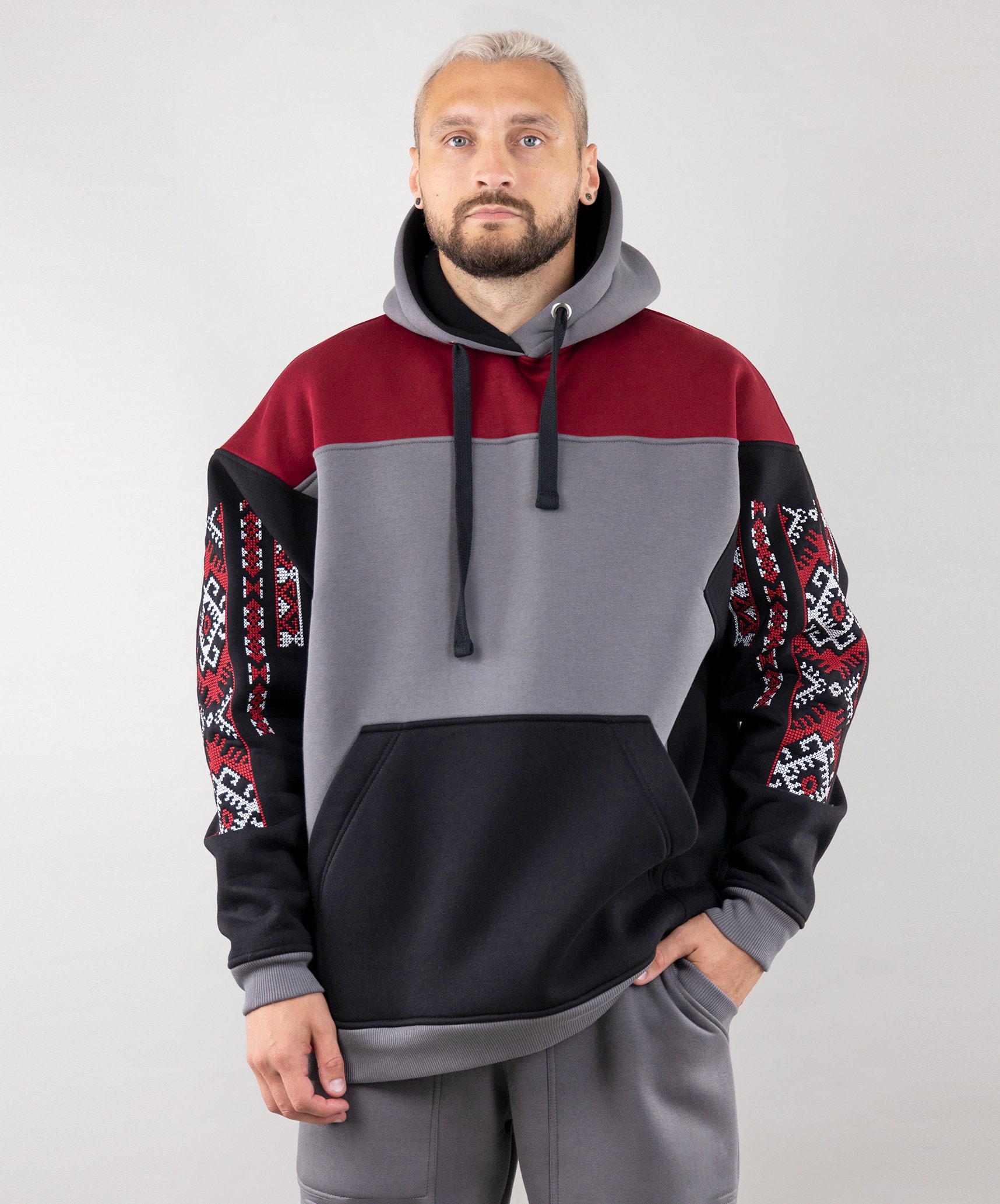 Ukrainian Traditional Ornament Hoodie With Embroidery, Hoodie