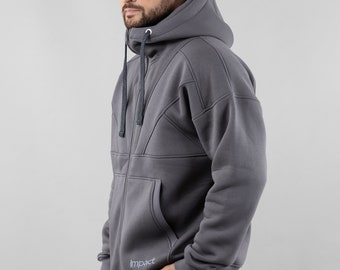 Men's Zip Hoodie, Oversize Sweatshirt With Unique Design, Zippered Hoodie, Monochrome Sweatshirt, Unisex Hoodie, Style Hoody For Men