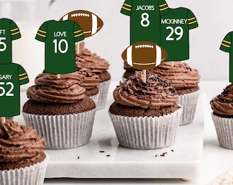 Green Bay Football Jersey Cupcake Toppers: Wisconsin Team, Set of 12