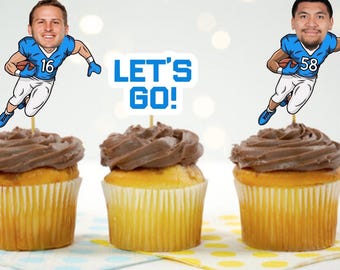 Detroit Football Cupcake Toppers, Set of 12