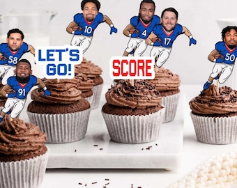 Buffalo Football Cupcake Toppers: Team Party Picks - Set of 12