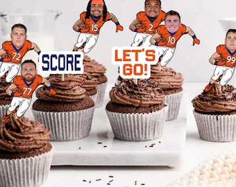 Denver Football Cupcake Toppers,  Set of 12