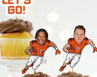 Cincinnati Football Cupcake Toppers: Team Party Picks - Set of 12